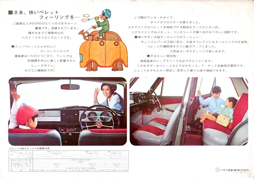 1967 Isuzu Bellett 1500 deluxe pamphlet - Japanese - single page, double sided - 02.jpg
