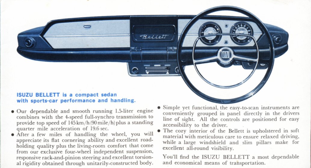 1967 Isuzu Bellett sedan brochure - English language - single sheet, 6-panels - panel 03.jpg