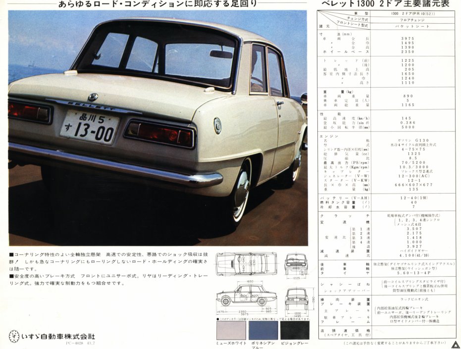 1970 Isuzu Bellett 1300 brochure - Japanese - single sheet, 4-panels - panel 04.jpg