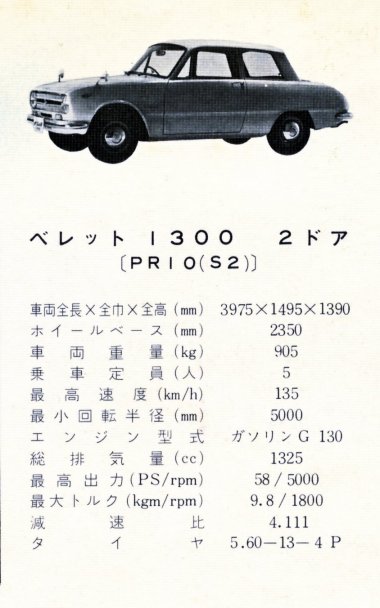 1964 Isuzu Bellett range calendar - 02 - Isuzu Bellett - 1300cc - 2-door - PR10(S2).jpg