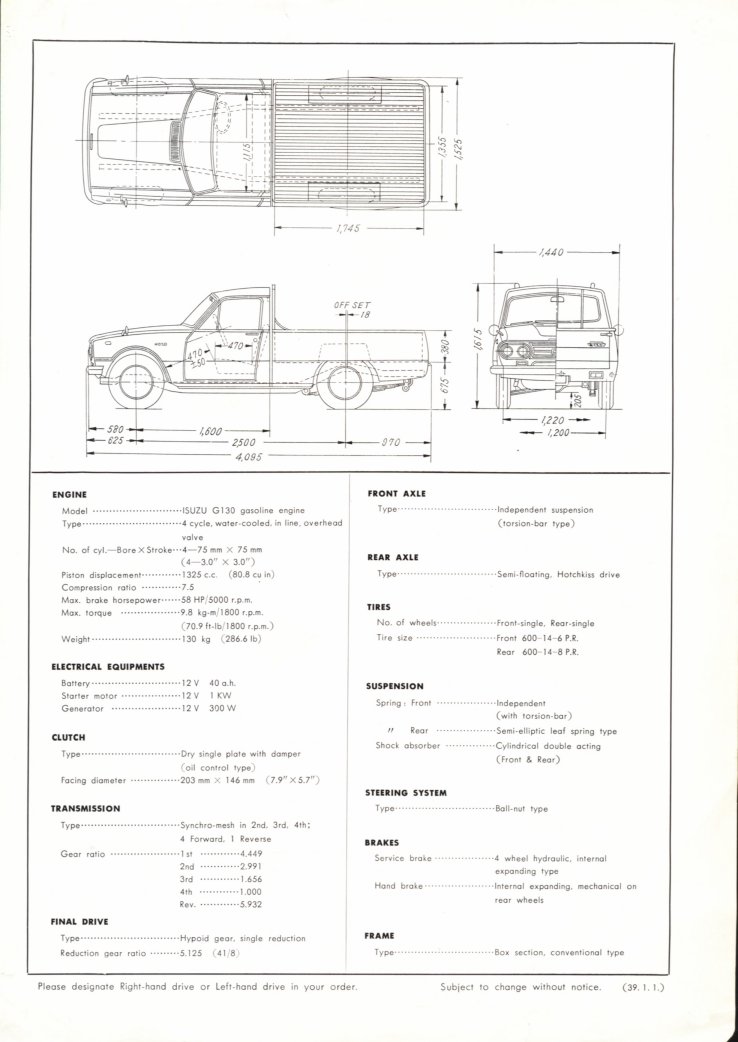 1965 Isuzu Wasp KR10 utility specification sheet - English language - single sheet - 02.jpg