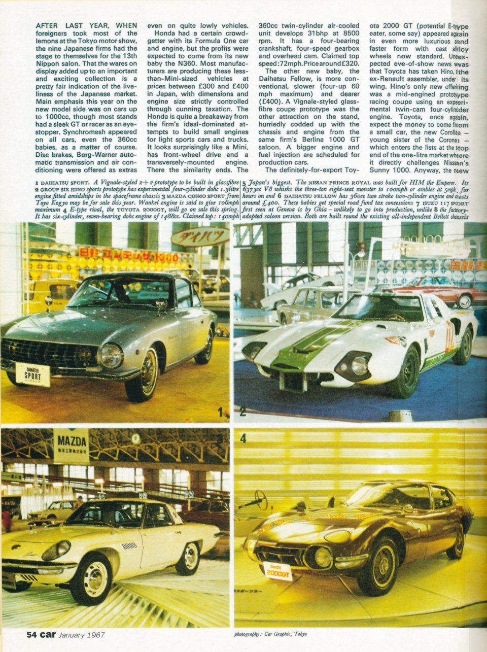 1967 - 01 - Tokyo Motor Show - 01 - Daihatsu, Hino, Cosmo and 2000GT.jpg